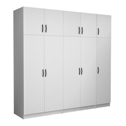 Ντουλάπα Ρούχων Victoria Megapap Πεντάφυλλη με Πατάρι Χρώμα Λευκό 250x60x240εκ.