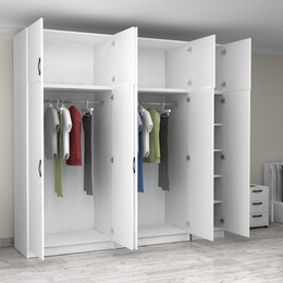 Ντουλάπα Ρούχων Victoria Megapap Πεντάφυλλη με Πατάρι Χρώμα Λευκό 250x60x240εκ.