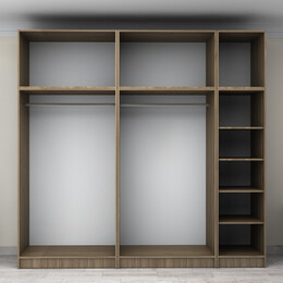 Ντουλάπα Ρούχων Victoria Megapap Πεντάφυλλη με Πατάρι Χρώμα Καρυδί 250x60x240εκ.