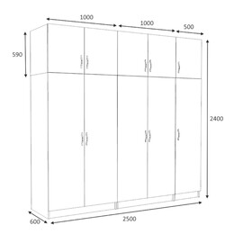 Ντουλάπα Ρούχων Victoria Megapap Πεντάφυλλη με Πατάρι Χρώμα Καρυδί 250x60x240εκ.