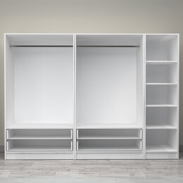 Ντουλάπα Ρούχων Victoria Megapap Πεντάφυλλη με Συρτάρια Χρώμα Λευκό 250x60x181εκ.