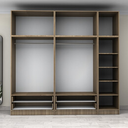 Ντουλάπα Ρούχων Victoria Megapap Πεντάφυλλη με Πατάρι και Συρτάρια Χρώμα Καρυδί 250x60x240εκ.