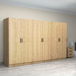 Ντουλάπα Ρούχων Victoria Megapap Εξάφυλλη Χρώμα Φυσικό Οξιάς 300x60x181εκ.