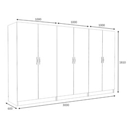 Ντουλάπα Ρούχων Victoria Megapap Εξάφυλλη Χρώμα Καρυδί 300x60x181εκ.