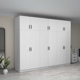 Ντουλάπα Ρούχων Victoria Megapap Εξάφυλλη με Πατάρι Χρώμα Λευκό 300x60x240εκ.