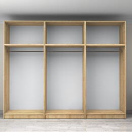 Ντουλάπα Ρούχων Victoria Megapap Εξάφυλλη με Πατάρι Χρώμα Φυσικό Οξιάς 300x60x240εκ.