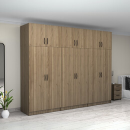 Ντουλάπα Ρούχων Victoria Megapap Εξάφυλλη με Πατάρι Χρώμα Καρυδί 300x60x240εκ.