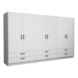 Ντουλάπα Ρούχων Victoria Megapap Εξάφυλλη με Συρτάρια Χρώμα Λευκό 300x60x181εκ.