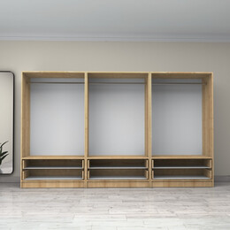 Ντουλάπα Ρούχων Victoria Megapap Εξάφυλλη με Συρτάρια Χρώμα Φυσικό Οξιάς 300x60x181εκ.