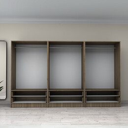 Ντουλάπα Ρούχων Victoria Megapap Εξάφυλλη με Συρτάρια Χρώμα Καρυδί 300x60x181εκ.