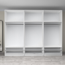 Ντουλάπα Ρούχων Victoria Megapap Εξάφυλλη με Πατάρι και Συρτάρια Χρώμα Λευκό 300x60x240εκ.