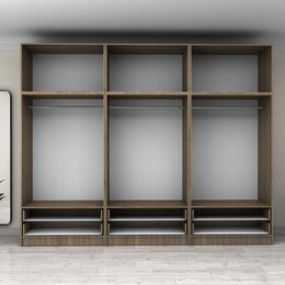 Ντουλάπα Ρούχων Victoria Megapap Εξάφυλλη με Πατάρι και Συρτάρια Χρώμα Καρυδί 300x60x240εκ.