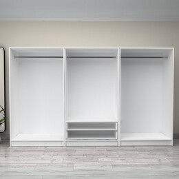 Ντουλάπα Ρούχων Victoria Megapap Εξάφυλλη με Συρτάρια Χρώμα Λευκό 300x60x181εκ.