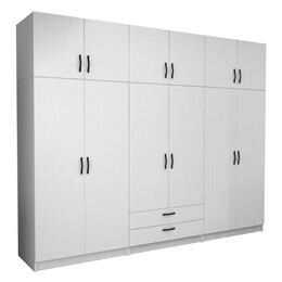 Ντουλάπα Ρούχων Victoria Megapap Εξάφυλλη με Πατάρι και Συρτάρια Χρώμα Λευκό 300x60x240εκ.