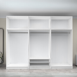 Ντουλάπα Ρούχων Victoria Megapap Εξάφυλλη με Πατάρι και Συρτάρια Χρώμα Λευκό 300x60x240εκ.