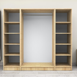 Ντουλάπα Ρούχων Victoria Megapap Τετράφυλλη Χρώμα Φυσικό Οξιάς 200x60x181εκ.