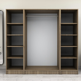 Ντουλάπα Ρούχων Victoria Megapap Τετράφυλλη Χρώμα Καρυδί 200x60x181εκ.