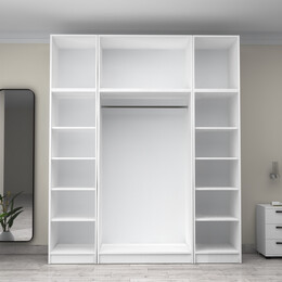 Ντουλάπα Ρούχων Victoria Megapap Τετράφυλλη με Πατάρι Χρώμα Λευκό 200x60x240εκ.