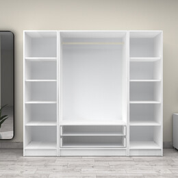 Ντουλάπα Ρούχων Victoria Megapap Τετράφυλλη με Συρτάρια Χρώμα Λευκό 200x60x181εκ.