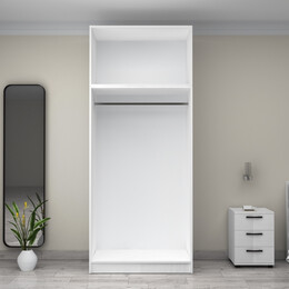 Ντουλάπα Ρούχων Victoria Megapap Δίφυλλη με Πατάρι Χρώμα Λευκό 100x60x240εκ.