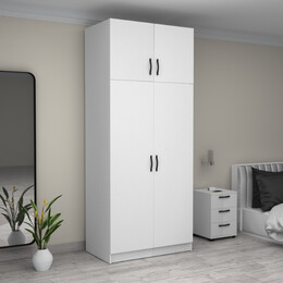 Ντουλάπα Ρούχων Victoria Megapap Δίφυλλη με Πατάρι Χρώμα Λευκό 100x60x240εκ.