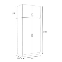 Ντουλάπα Ρούχων Victoria Megapap Δίφυλλη με Πατάρι Χρώμα Λευκό 100x60x240εκ.