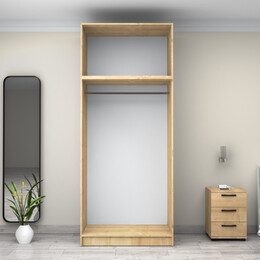 Ντουλάπα Ρούχων Victoria Megapap Δίφυλλη με Πατάρι Χρώμα Φυσικό Οξιάς 100x60x240εκ.