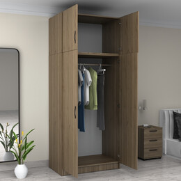 Ντουλάπα Ρούχων Victoria Megapap Δίφυλλη με Πατάρι Χρώμα Καρυδί 100x60x240εκ.