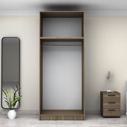 Ντουλάπα Ρούχων Victoria Megapap Δίφυλλη με Πατάρι Χρώμα Καρυδί 100x60x240εκ.