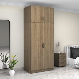 Ντουλάπα Ρούχων Victoria Megapap Δίφυλλη με Πατάρι Χρώμα Καρυδί 100x60x240εκ.