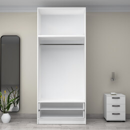 Ντουλάπα Ρούχων Victoria Megapap Δίφυλλη με Πατάρι και Συρτάρια Χρώμα Λευκό 100x60x240εκ.