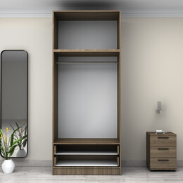 Ντουλάπα Ρούχων Victoria Megapap Δίφυλλη με Πατάρι και Συρτάρια Χρώμα Καρυδί 100x60x240εκ.