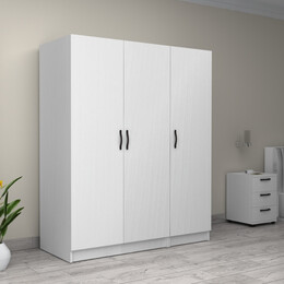 Ντουλάπα Ρούχων Victoria Megapap Τρίφυλλη Χρώμα Λευκό 150x60x181εκ.
