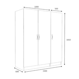 Ντουλάπα Ρούχων Victoria Megapap Τρίφυλλη Χρώμα Λευκό 150x60x181εκ.