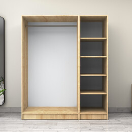 Ντουλάπα Ρούχων Victoria Megapap Τρίφυλλη Χρώμα Φυσικό Οξιάς 150x60x181εκ.