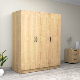 Ντουλάπα Ρούχων Victoria Megapap Τρίφυλλη Χρώμα Φυσικό Οξιάς 150x60x181εκ.