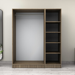 Ντουλάπα Ρούχων Victoria Megapap Τρίφυλλη Χρώμα Καρυδί 150x60x181εκ.
