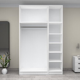 Ντουλάπα Ρούχων Victoria Megapap Τρίφυλλη με Πατάρι Χρώμα Λευκό 150x60x240εκ.