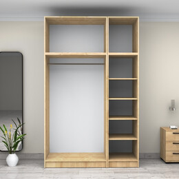 Ντουλάπα Ρούχων Victoria Megapap Τρίφυλλη με Πατάρι Χρώμα Φυσικό Οξιάς 150x60x240εκ.