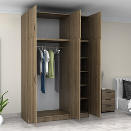 Ντουλάπα Ρούχων Victoria Megapap Τρίφυλλη με Πατάρι Χρώμα Καρυδί 150x60x240εκ.