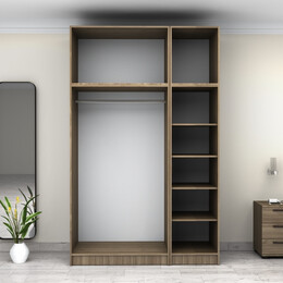 Ντουλάπα Ρούχων Victoria Megapap Τρίφυλλη με Πατάρι Χρώμα Καρυδί 150x60x240εκ.