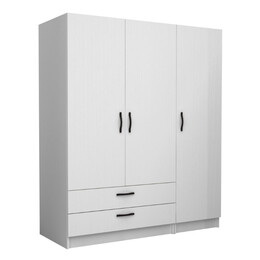 Ντουλάπα Ρούχων Victoria Megapap Τρίφυλλη με Συρτάρια Χρώμα Λευκό 150x60x181εκ.
