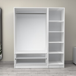 Ντουλάπα Ρούχων Victoria Megapap Τρίφυλλη με Συρτάρια Χρώμα Λευκό 150x60x181εκ.