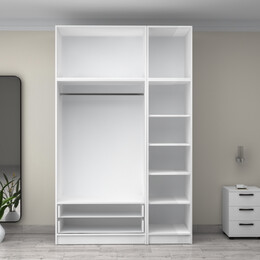 Ντουλάπα Ρούχων Victoria Megapap Τρίφυλλη με Πατάρι και Συρτάρια Χρώμα Λευκό 150x60x240εκ.