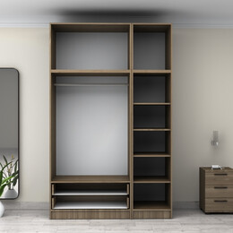 Ντουλάπα Ρούχων Victoria Megapap Τρίφυλλη με Πατάρι και Συρτάρια Χρώμα Καρυδί 150x60x240εκ.