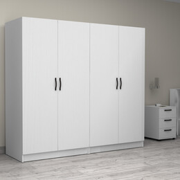 Ντουλάπα Ρούχων Victoria Megapap Τετράφυλλη Χρώμα Λευκό 200x60x181εκ.