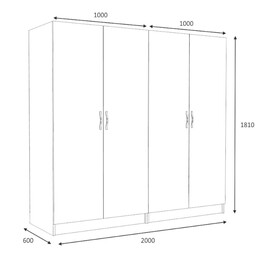 Ντουλάπα Ρούχων Victoria Megapap Τετράφυλλη Χρώμα Λευκό 200x60x181εκ.