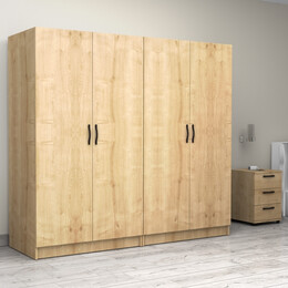 Ντουλάπα Ρούχων Victoria Megapap Τετράφυλλη Χρώμα Φυσικό Οξιάς 200x60x181εκ.