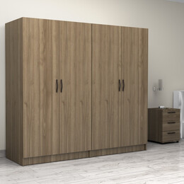 Ντουλάπα Ρούχων Victoria Megapap Τετράφυλλη Χρώμα Καρυδί 200x60x181εκ.