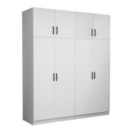 Ντουλάπα Ρούχων Victoria Megapap Τετράφυλλη με Πατάρι Χρώμα Λευκό 200x60x240εκ.